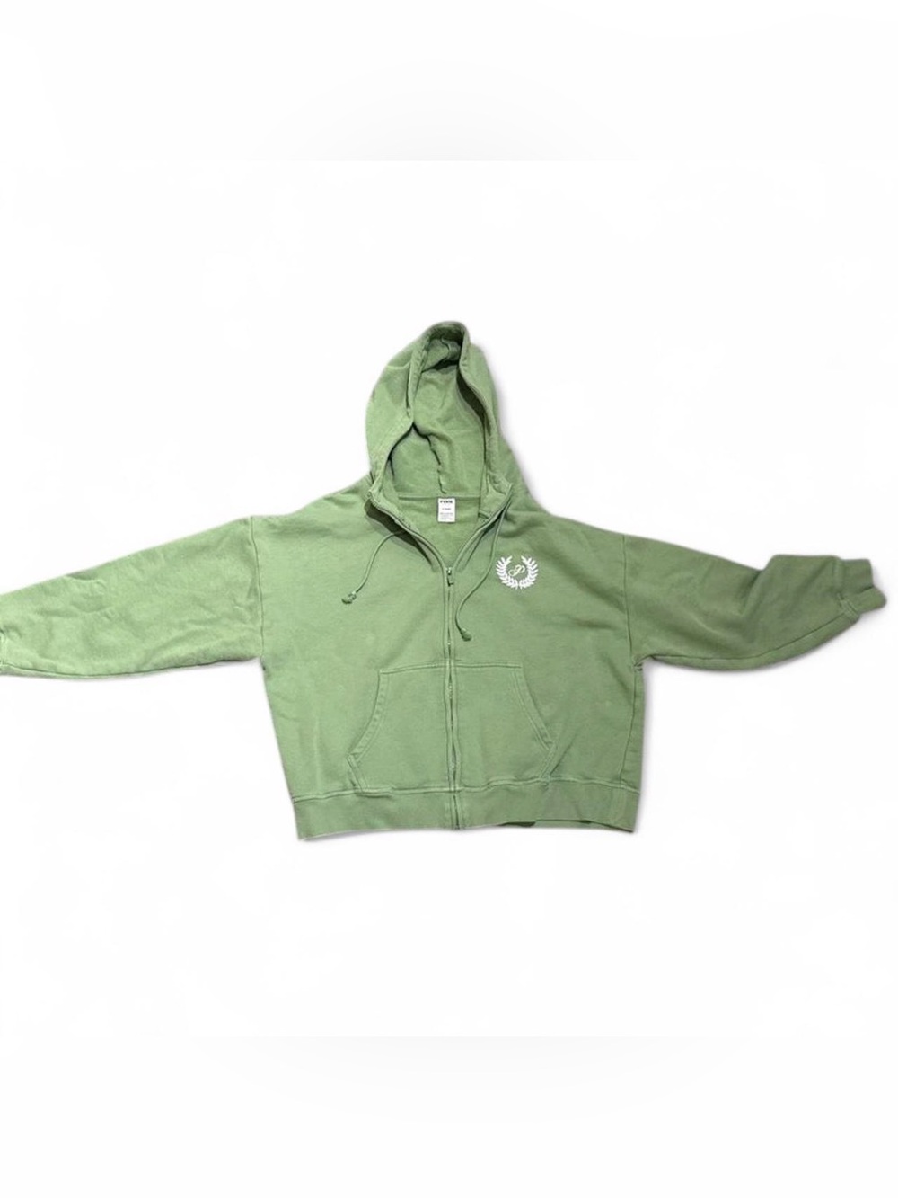 Victoria’s Secret PINK Y2K-Era Sage Green Zip-Up Hoodie – Medium